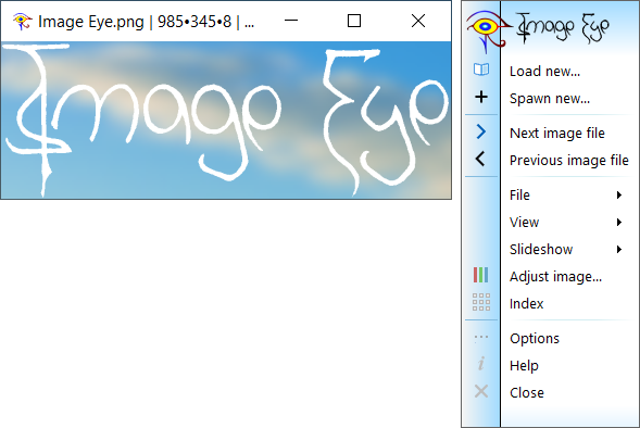 Screenshot of Image Eyes main menu
